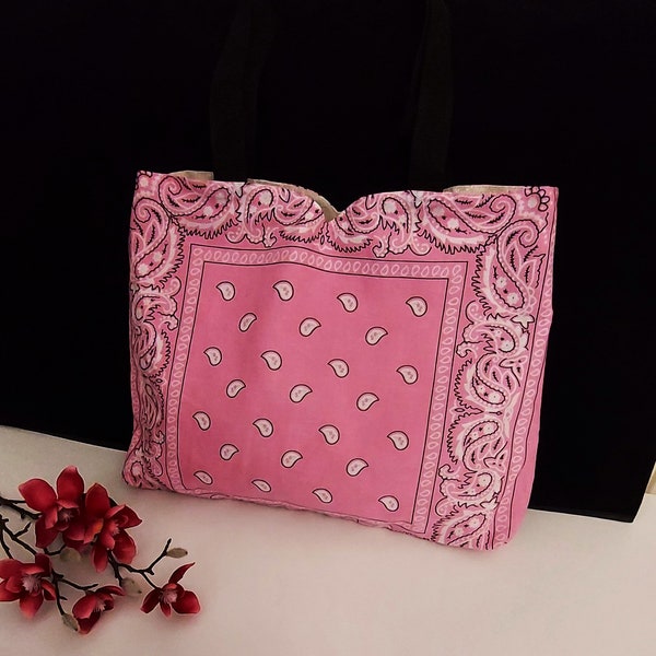 Pink Bandana Fabric Tote Bag