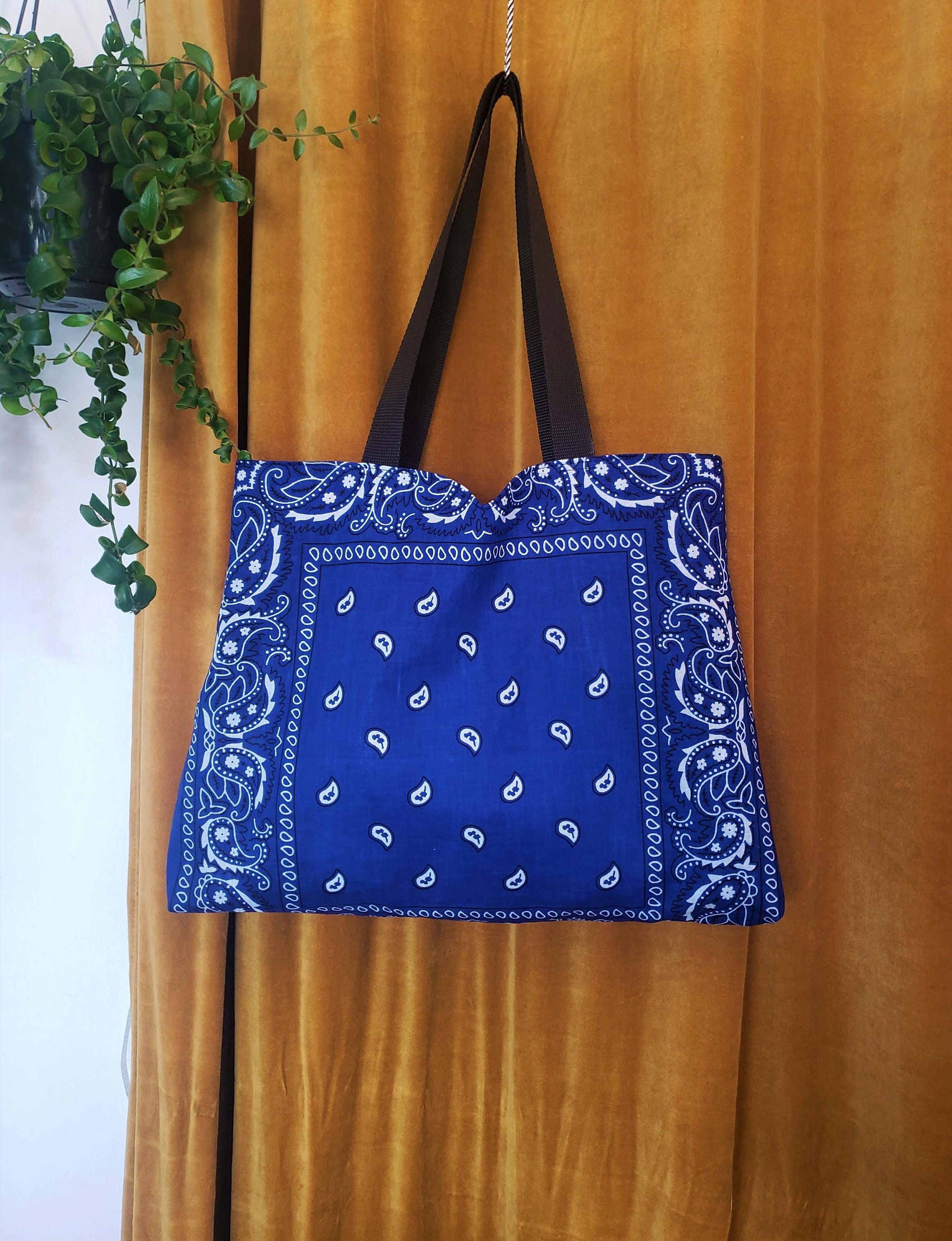 Tote Bag Bandana Royal Blue Etsy