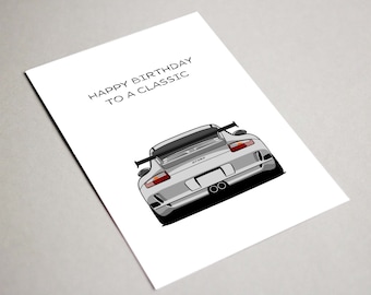 Porsche 911 Printable Card, Happy Birthday to a Classic, Porsche Card, 911 GT3RS, Porsche Birthday Card, Car Lover Card, Car Birthday Card