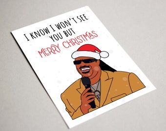 Carte de Noël drôle, carte de Noël Stevie Wonder, carte imprimable, jolie carte de Noël