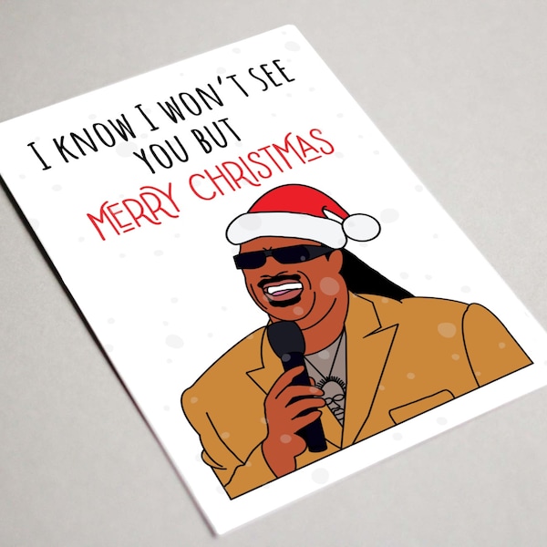 Carte de Noël drôle, carte de Noël Stevie Wonder, carte imprimable, jolie carte de Noël