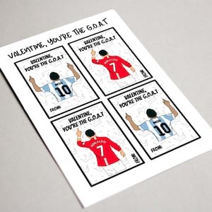 Ronaldo Messi Valentine Card, Printable, Cristiano Ronaldo Lionel Messi Valentine, GOAT, Soccer, Football Valentines card, Kids Valentine