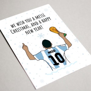 Messi Weihnachtskarte, druckbare Karte, Messi Karte, WM Messi Argentinien Karte, Messi Karte für Weihnachten, wir wünschen Ihnen ein Messi Weihnachten