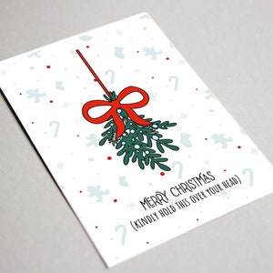 Mistel Weihnachtskarte, druckbare Karte, süße Weihnachtskarte, lustige Weihnachtskarte, Mistel Kuss Karte