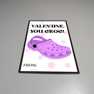 Printable croc valentines Card, croc inspired kids valentines card, printable pdf Valentine’s Day card, funny diy children's croc valentine