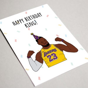 Lebron James Geburtstagskarte, alles Gute zum Geburtstag König, druckbare Karte, NBA Karte, König Lebron James, Lakers Geburtstagskarte
