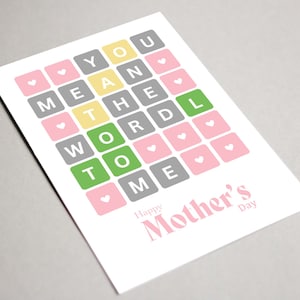 Tarjeta imprimible Wordle del día de la madre feliz, te refieres al mundo para mí, tarjeta divertida del día de las madres para mamá, tarjeta del día de las madres de rompecabezas de palabras para ella