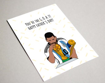 Messi Father’s Day card, Printable Card, you’re the Greatest of All Time, happy Father’s Day GOAT, Soccer card, Messi World Cup, Argentina