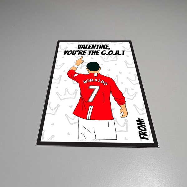 Ronaldo Valentine Card, Printable Card, Cristiano Ronaldo Valentine Printable , GOAT, Soccer card, Football Valentines card, Kids Valentine