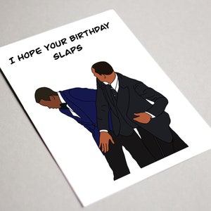 Cartão de download digital para impressão Chris Rock Will Smith Slap Cartão de aniversário Espero que seu aniversário dê um tapa no Oscar 2022 Slap Jada Smith Cartão engraçado