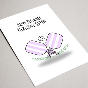 Feliz cumpleaños reina del pickleball, Tarjeta imprimible, Tarjeta de cumpleaños del pickleball, Tarjeta de cumpleaños para amantes del pickleball, Descarga instantánea