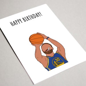 Carte d’anniversaire Steph Curry, carte d’anniversaire imprimable, carte d’anniversaire NBA, Golden State Warriors, Stephen Curry GSW, carte d’anniversaire de basket-ball
