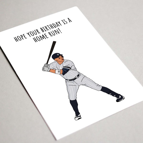 Aaron Judge Birthday Card, Printable Card, Hope your Birthday is a Home Run Card, New York Yankees, Baseball birthday card, MLB
