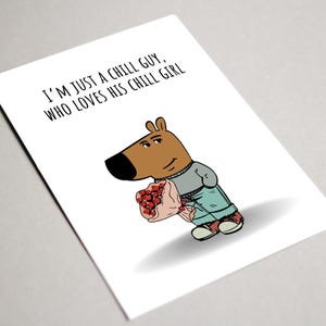 Cartão de Dia dos Namorados para Imprimir Chill Guy Eu sou apenas um cara tranquilo que ama sua garota tranquila Cartão de amor de Dia dos Namorados meme de cara tranquilo meme de garota tranquila