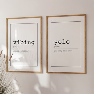 Funny Slang Wall Art Set, Toronto Slang, Slang Definition Set, Printable Slang Word Wall Art, Tik-Tok Wall Art, Gen-Z Decor, Vibing, Boujee