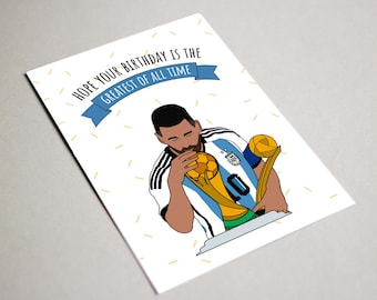 Messi birthday card, Printable Card, Hope your Birthday is the Greatest of All Time, GOAT, Soccer card, Messi World Cup, Argentina