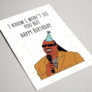 Cartão de aniversário engraçado, cartão de aniversário Stevie Wonder, cartão para impressão, cartão de aniversário fofo