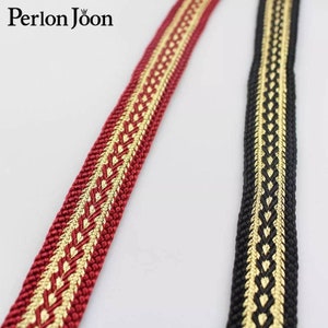 Gold red black trim 10-20 YARDS striped ribbon bright color stripy patterned edge webbing applique sewing hat weave cushion curtain edging