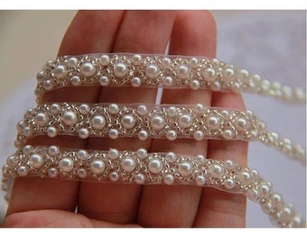 rifiniture con perline di perle 2-10 YARDS spalline per abiti orlo vita scollatura Semplice orlo classico SPOSA borsa da sposa decorazione per scarpe Abbellimento