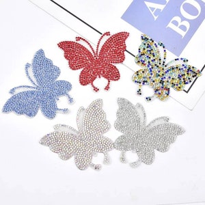 Autoadhesivo Mariposa pedrería pegatina aplique bolsa insignia parche diamante cristal brillo brillante traje de baile retro chaqueta bolsa haciendo