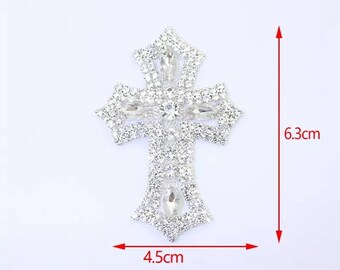 Cross Rhinestone applique Sew on bag badge patch shape gothic emu religious sparkle sparkling dress dance jacket bag craft clothes making