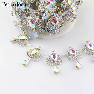 Rhinestone sash Trim 1-5 YARDS belt crown tassel drop applique Tassle diamante WEDDING waistline sparkle Dance dress garment Embellishment