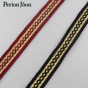 Bordure noire rouge or 10-20 yards ruban rayé couleur vive rayures bord à motifs applique couture chapeau armure coussin bordure de rideau