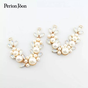 Pearl rhinestone shoe parts flip flops making v shaped big beach marine ocean chain metal trim APPLIQUE diamante decoration embellishment