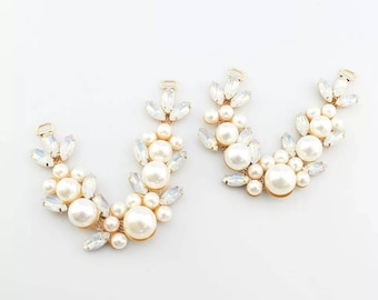 Pearl rhinestone shoe parts flip flops making v shaped big beach marine ocean chain metal trim APPLIQUE diamante decoration embellishment