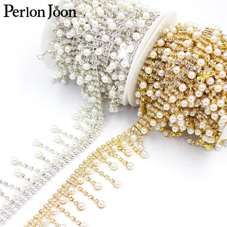 PEARLY JUN Rhinestone Applique Crystal Applique For Hand Sewing Craft Projects DIY Wedding Clothes Shoes Hats Bags (YL003-silver