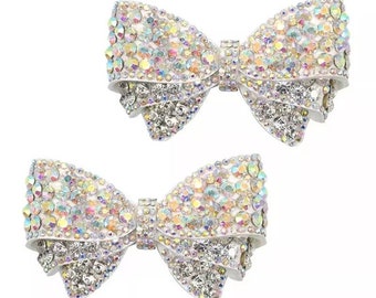 Rhinestone Bow Applique: AB Crystal Embellishment (9x6cm)