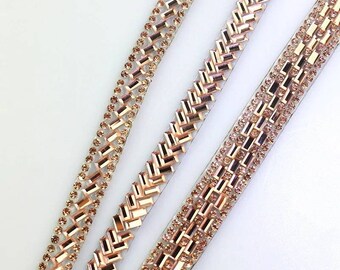 HOTFIX Bronzo rifiniture 1-5 YARDS bordo oro bordatura strass Diamante argento scintillante Applique stirare su abbigliamento scarpe cintura borsa Abbellimento