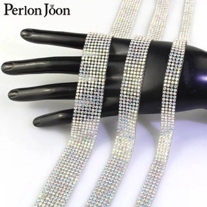 Hot fix RHINESTONE 1-5 YARDS srebrne wykończenie żelazko klej na krawędzi aplikacji obramowanie Diamante Prosta torba na szarfę rzemiosło obuwia ŚLUBNY kostium sukienka ubranie