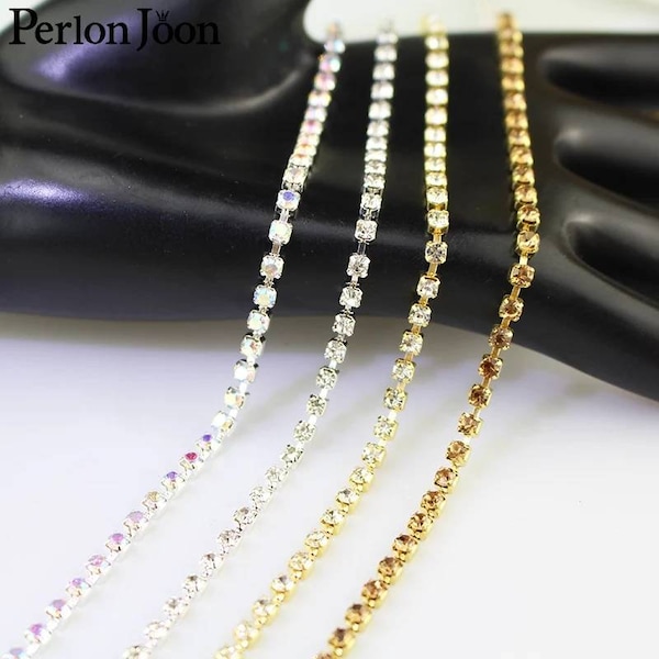 rhinestone length Trim 18 yards belt Sparkling APPLIQUE edge edging Silver ab gold costume dress bag shoes decoration diamante Embellishment