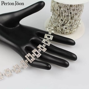 Square rectangle rhinestone 1-5 YARDS belt waistline trim APPLIQUE Sparkling diamante Wedding Bridal gown dress clothes making waistline