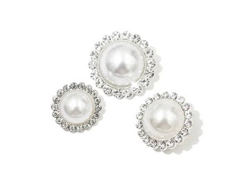 Buttons PEARL RHINESTONE 1.6-2cm shank round Diamante Simple WEDDING Bridal Dance costume dress garment knitting decoration Embellishment