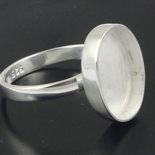 Sterling Silver Double Band Oval Bezel Cup Ring Blank Round Etsy