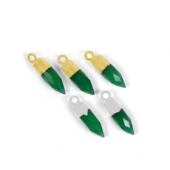 Crystal Quartz Spike Bullet Pencil Shape Electroplating Pendant