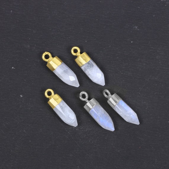Crystal Quartz Spike Bullet Pencil Shape Electroplating Pendant