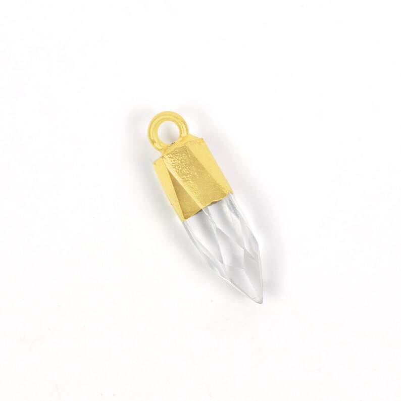 Crystal Quartz Spike Bullet Pencil Shape Electroplating Pendant