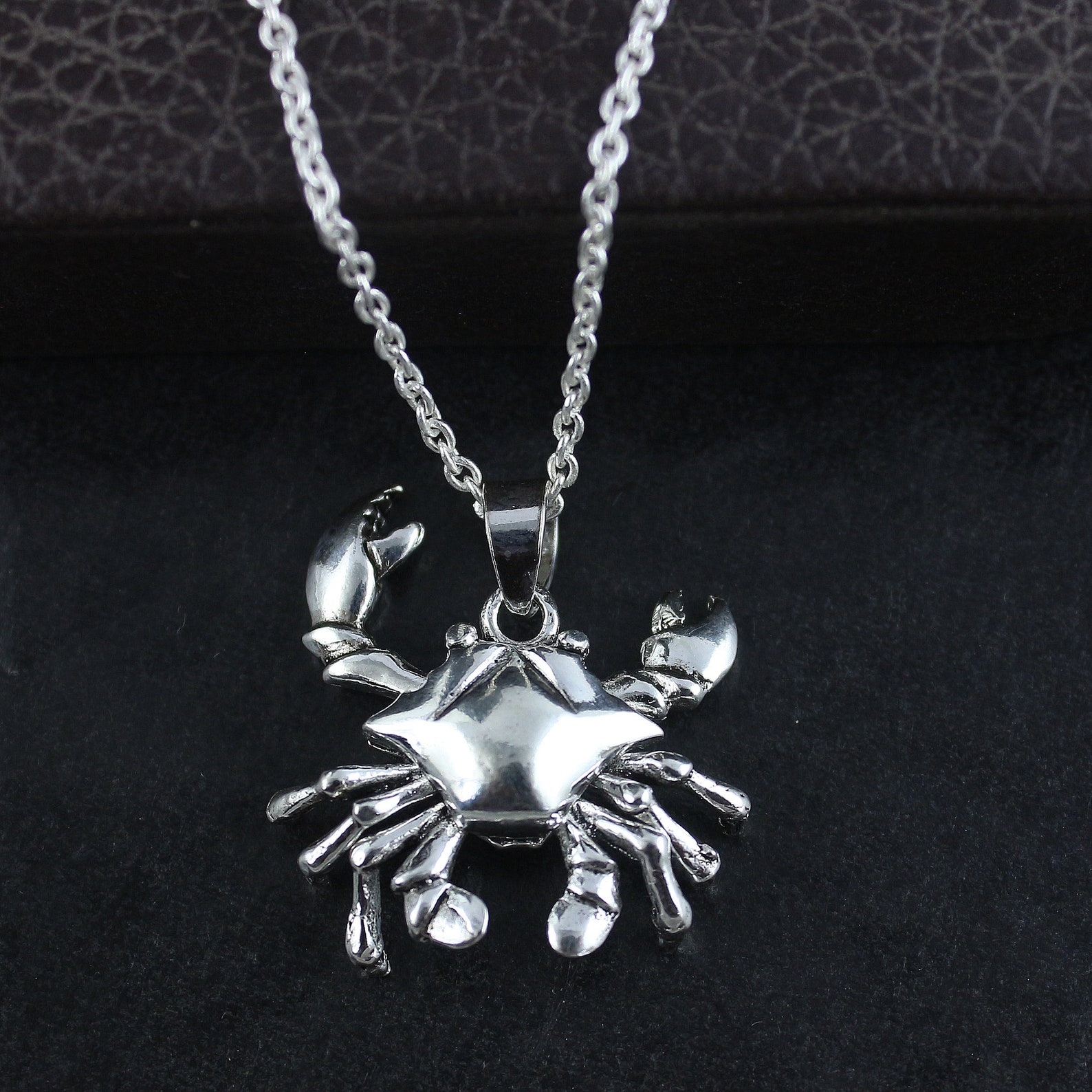 Sterling Crab Necklace Pendant Cancer crabs silver pendant Etsy