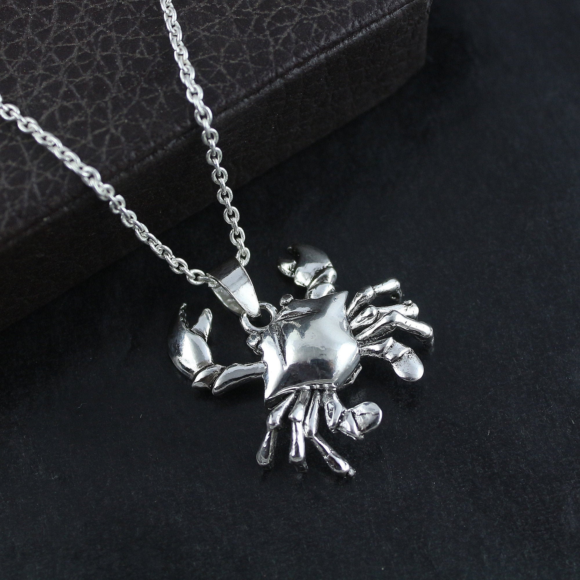Sterling Crab Necklace Pendant Cancer crabs silver pendant Etsy
