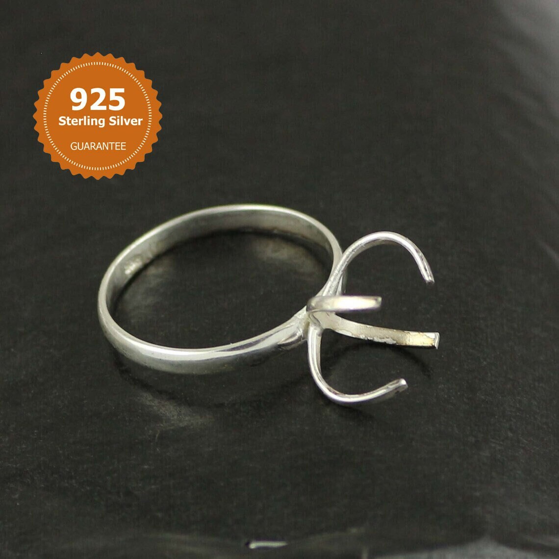 925 Sterling Silver 4 Claws Ring Blanks Adjustable Ring Base for 12mm  Irregular Gemstones Cabochon Setting Ring Jewelry Making