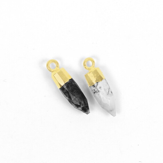 Crystal Quartz Spike Bullet Pencil Shape Electroplating Pendant
