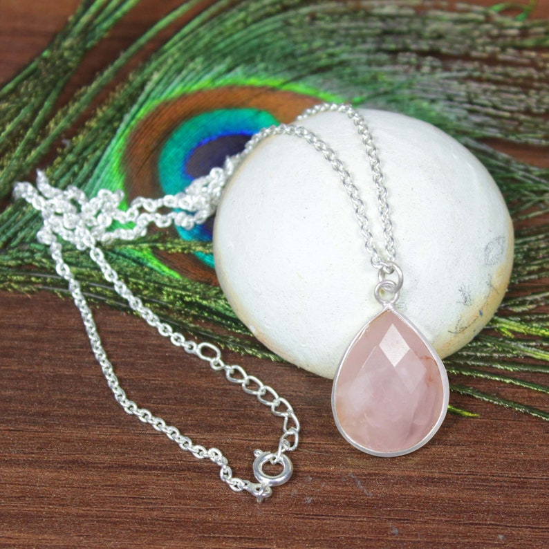 925 Sterling Silver Rose Quartz Necklace - Etsy Canada