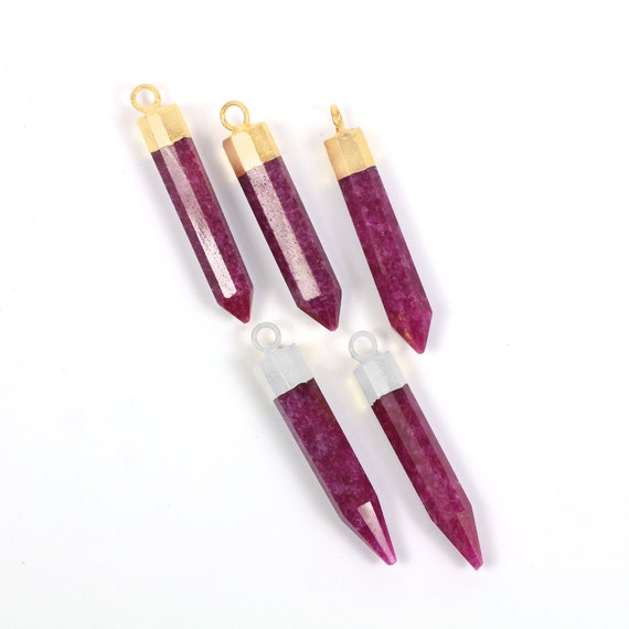 Crystal Quartz Spike Bullet Pencil Shape Electroplating Pendant