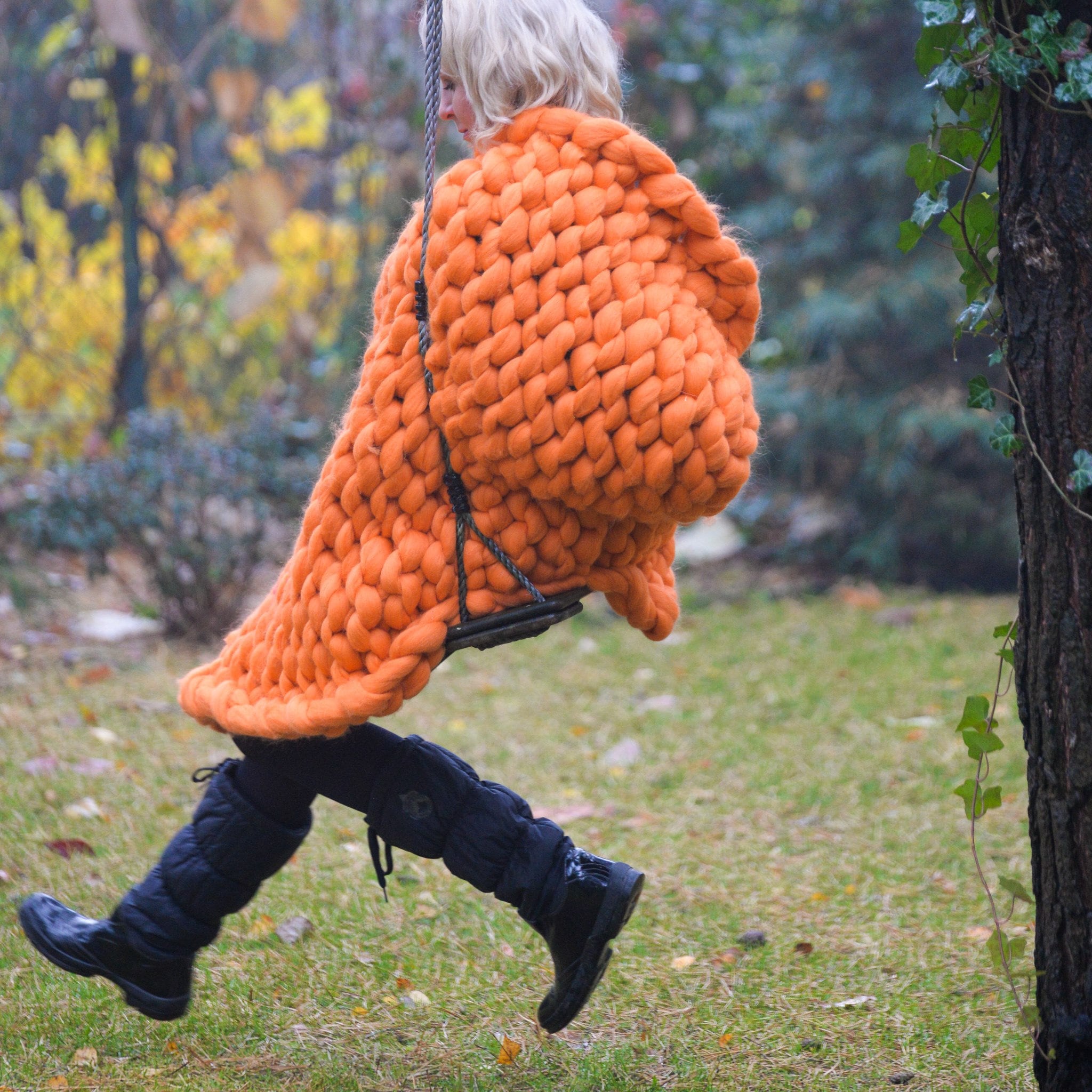 Orange Chunky Knit Blanket Orange Super Chunky Knit Throw Etsy