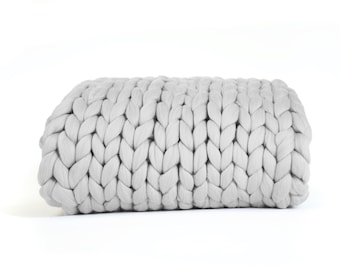 Grau Chunky stricken Decke, grau Chunky stricken werfen, riesige stricken Decke, Wolldecke, Hochzeitsgeschenk Bettwäsche