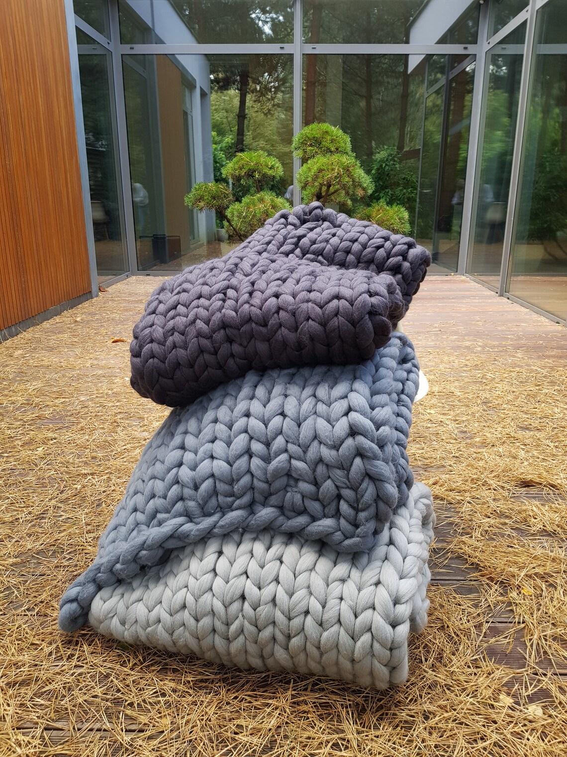 Gray Chunky Knit Blanket Gray Chunky Knit Throw Giant Knit Etsy