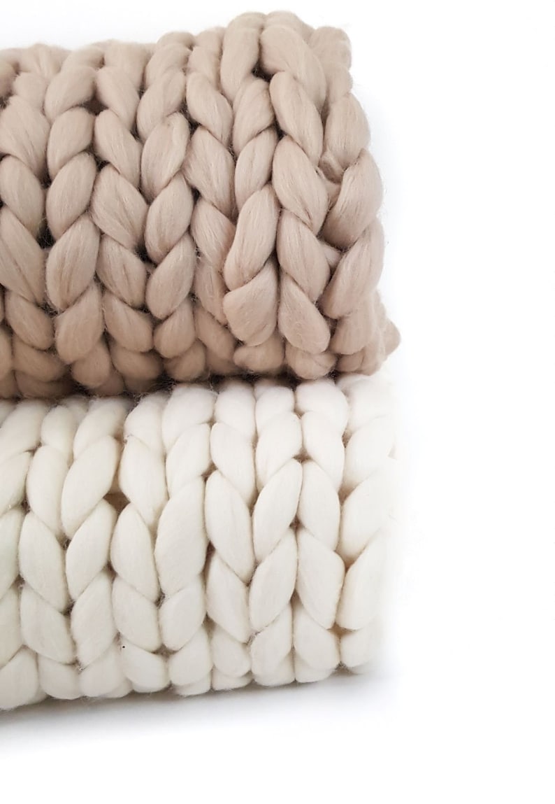 Beige Chunky Knit Blanket Beige Chunky Knit Throw Giant Knit Etsy